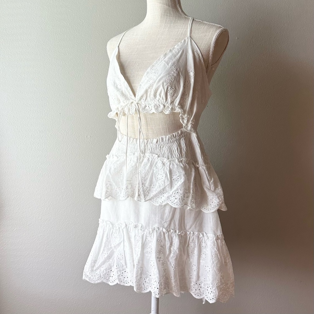 White Eyelet Ruffle Dress